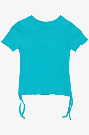 BREEZE Kız Çocuk Tişört Yanları Büzgülü 8-14 Yaş, Turkuaz