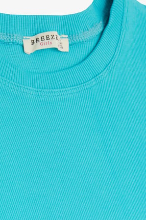 BREEZE Kız Çocuk Tişört Yanları Büzgülü 8-14 Yaş, Turkuaz