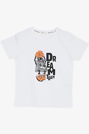 Breeze Erkek Çocuk Tişört Rüya Takım Temalı Basketçi Robot Baskılı 4-8 Yaş, Beyaz