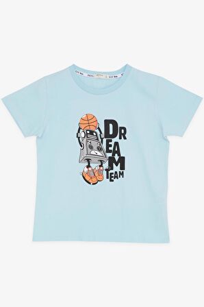 BREEZE GİRLS & BOYS Erkek Çocuk Tişört Rüya Takım Temalı Basketçi Robot Baskılı 4-8 Yaş, Açık Mavi