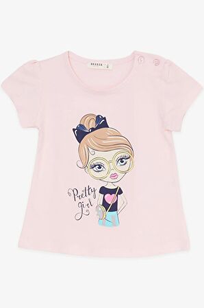 Breeze Kız Çocuk Kapri Taytlı Takım Sevimli Kız Baskılı 1.5-5 Yaş, Pembe