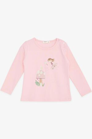 BREEZE Kız Çocuk Uzun Kollu Tişört Mutluluk Temalı Kız Baskılı 1-4 Yaş, Pembe