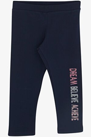 BREEZE Kız Çocuk Kapri Taytlı Crop Takım Yazı Baskılı 8-12 Yaş, Somon