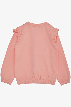 Breeze Kız Çocuk Sweatshirt Pullu Ayıcık Aksesuarlı Simli Yazı Baskılı 1.5-5 Yaş, Somon