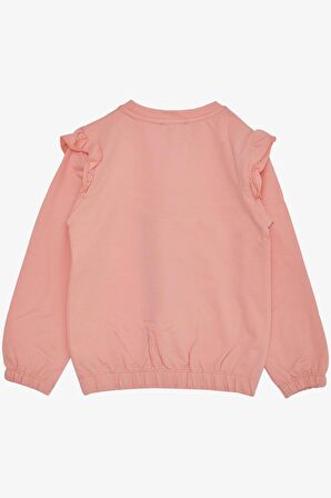 BREEZE Kız Çocuk Sweatshirt Pullu Ayıcık Aksesuarlı Simli Yazı Baskılı 1.5-5 Yaş, Somon