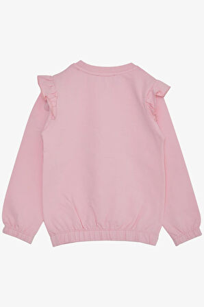 Breeze Kız Çocuk Sweatshirt Pullu Ayıcık Aksesuarlı Simli Yazı Baskılı 1.5-5 Yaş, Pembe