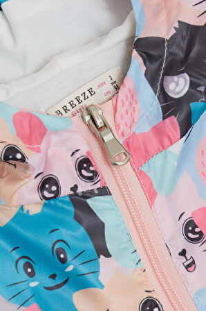 Breeze Kız Çocuk Yağmurluk Sevimli Kedicik Desenli 1-5 Yaş, Karışık Renk