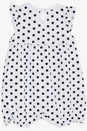 Breeze Kız Bebek Kısa Tulum Puantiyeli Fiyonklu 4 Ay-1.5 Yaş, Beyaz