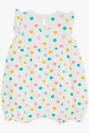 BREEZE Kız Bebek Kısa Tulum Puantiyeli Fiyonklu 4 Ay-1.5 Yaş, Ekru