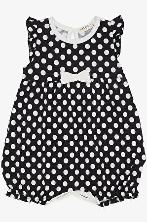 Breeze Kız Bebek Kısa Tulum Puantiyeli Fiyonklu 4 Ay-1.5 Yaş, Siyah