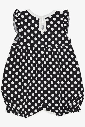 Breeze Kız Bebek Kısa Tulum Puantiyeli Fiyonklu 4 Ay-1.5 Yaş, Siyah