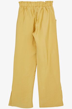 BREEZE Kız Çocuk Pantolon Cepli Paçası Yırtmaçlı 8-14 Yaş, Hardal Sarı
