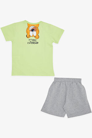 Breeze Girls & Boys Erkek Çocuk Şortlu Takım Sevimli Ayıcık Baskılı 1.5-5 Yaş, Fıstık Yeşili