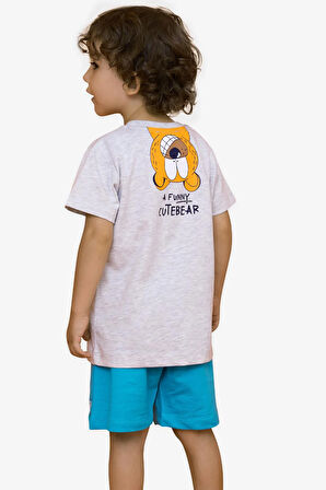 Breeze Girls & Boys Erkek Çocuk Şortlu Takım Sevimli Ayıcık Baskılı 1.5-5 Yaş, Açık Gri Melanj