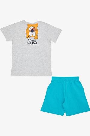 Breeze Girls & Boys Erkek Çocuk Şortlu Takım Sevimli Ayıcık Baskılı 1.5-5 Yaş, Açık Gri Melanj