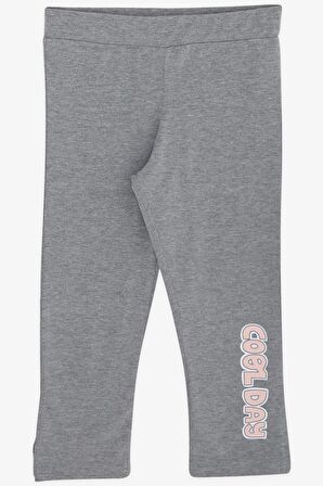 BREEZE Kız Çocuk Kapri Taytlı Takım Pullu Simli Yazı Baskılı 5-10 Yaş, Somon