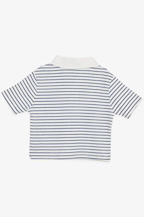 BREEZE Kız Çocuk Crop Tişört Fermuarlı Çizgili 9-14 Yaş, Beyaz