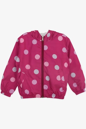 Breeze Kız Çocuk Yağmurluk Renkli Puan Desenli 1-5 Yaş, Fuşya