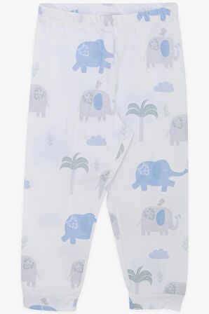 BREEZE GİRLS & BOYS Erkek Çocuk Pijama Takımı Dostluk Temalı Fil Baskılı 1.5-5 Yaş, Beyaz