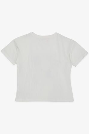 BREEZE Kız Çocuk Tişört Çiçek Baskılı 9-14 Yaş, Ekru