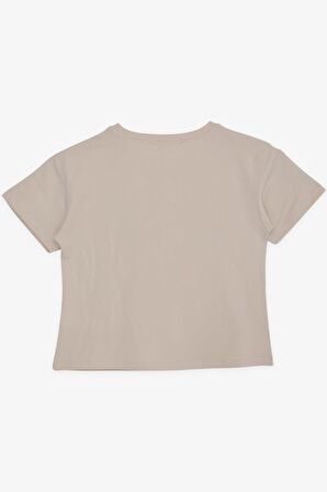 BREEZE Kız Çocuk Tişört Çiçek Baskılı 9-14 Yaş, Bej