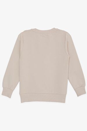 BREEZE GİRLS & BOYS Erkek Çocuk Sweatshirt Yazı Baskılı 2-6 Yaş, Bej