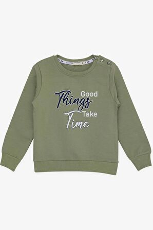 BREEZE GİRLS & BOYS Erkek Çocuk Sweatshirt Yazı Baskılı 2-6 Yaş, Mint Yeşili