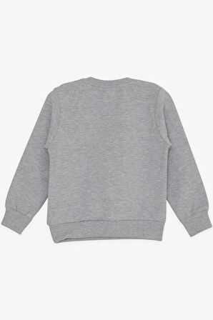 BREEZE GİRLS & BOYS Erkek Çocuk Sweatshirt Yazı Baskılı 2-6 Yaş, Açık Gri Melanj