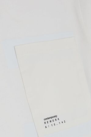 BREEZE GİRLS & BOYS Erkek Çocuk Tişört Cepli Yazı Baskılı 9-14 Yaş, Ekru