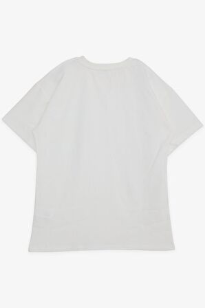 BREEZE GİRLS & BOYS Erkek Çocuk Tişört Cepli Yazı Baskılı 9-14 Yaş, Ekru