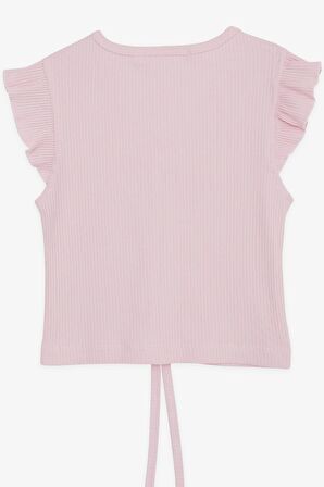 BREEZE Kız Çocuk Crop Tişört Bağcıklı Fırfırlı 8-14 Yaş, Pembe