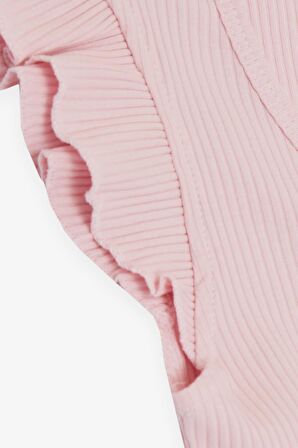BREEZE Kız Çocuk Crop Tişört Bağcıklı Fırfırlı 8-14 Yaş, Pembe