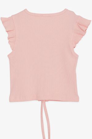 Breeze Kız Çocuk Crop Tişört Bağcıklı Fırfırlı 8-14 Yaş, Somon