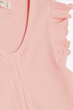 Breeze Kız Çocuk Crop Tişört Bağcıklı Fırfırlı 8-14 Yaş, Somon