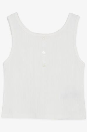 BREEZE Kız Çocuk Crop Tişört Düğme Aksesuarlı 9-14 Yaş, Beyaz