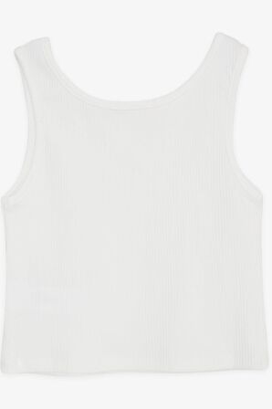 BREEZE Kız Çocuk Crop Tişört Düğme Aksesuarlı 9-14 Yaş, Beyaz