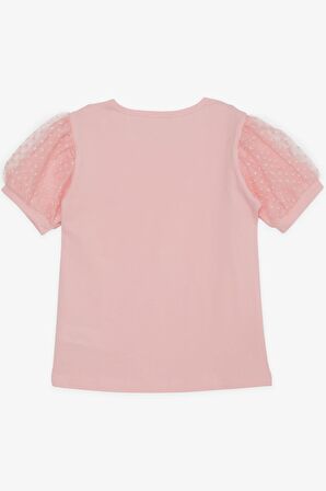 BREEZE Kız Çocuk Tişört Kolları Tüllü 8-12 Yaş, Pembe