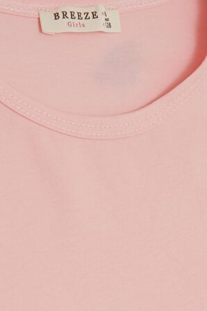 BREEZE Kız Çocuk Tişört Kolları Tüllü 8-12 Yaş, Pembe