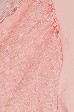 BREEZE Kız Çocuk Tişört Kolları Tüllü 8-12 Yaş, Pembe