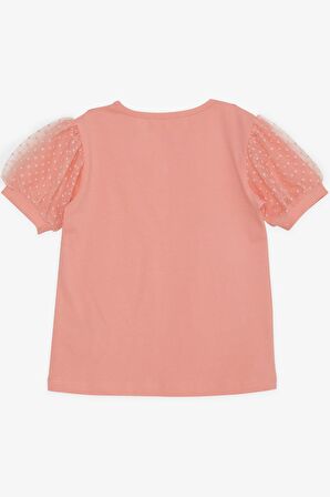 BREEZE Kız Çocuk Tişört Kolları Tüllü 8-12 Yaş, Somon