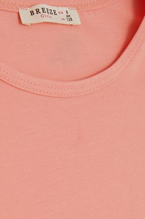 BREEZE Kız Çocuk Tişört Kolları Tüllü 8-12 Yaş, Somon