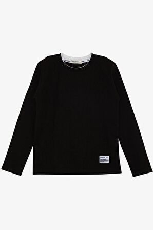 Breeze Erkek Çocuk Uzun Kollu Tişört Armalı 8-14 Yaş, Lacivert