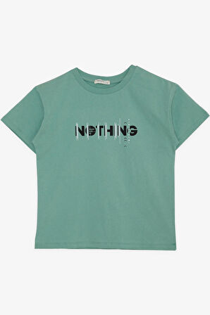 Breeze Girls & Boys Erkek Çocuk Tişört Yazı Baskılı 5-10 Yaş, Mint Yeşili