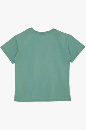 Breeze Girls & Boys Erkek Çocuk Tişört Yazı Baskılı 5-10 Yaş, Mint Yeşili