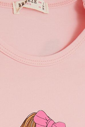 BREEZE Kız Çocuk Tişört Yaz Temalı Havalı Kız Baskılı 2-6 Yaş, Pembe