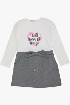 Breeze Kız Çocuk Uzun Kollu Elbise Düğme Aksesuarlı Fiyonklu 3-8 Yaş, Beyaz