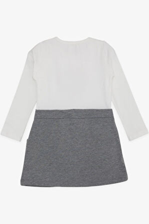 Breeze Kız Çocuk Uzun Kollu Elbise Düğme Aksesuarlı Fiyonklu 3-8 Yaş, Beyaz