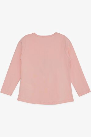 BREEZE Kız Çocuk Uzun Kollu Tişört Pullu Kalp Baskılı 2-6 Yaş, Somon