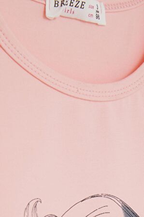 BREEZE Kız Çocuk Uzun Kollu Tişört Pullu Kalp Baskılı 2-6 Yaş, Somon