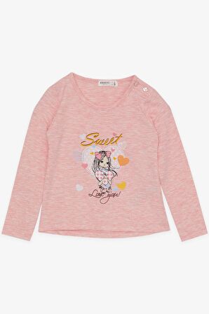 BREEZE Kız Çocuk Taytlı Takım Sevimli Kız Baskılı Kalpli 2-6 Yaş, Somon Melanj